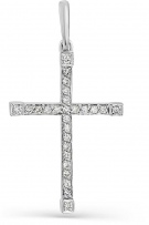 Крестик с 26 бриллиантами из белого золота (арт. 2161768)