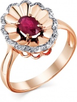 Кольцо с рубином и бриллиантами из красного золота (арт. 2162026)