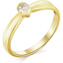 Кольцо с 1 бриллиантом из жёлтого золота (арт. 2163230)