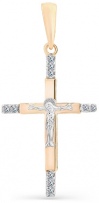 Крестик с 10 бриллиантами из красного золота (арт. 2163351)