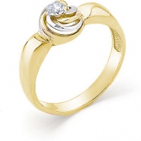 Кольцо с 1 бриллиантом из жёлтого золота (арт. 2163857)
