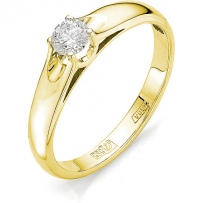 Кольцо с 1 бриллиантом из жёлтого золота (арт. 2164954)