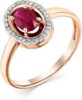 Кольцо с рубином и бриллиантами из красного золота (арт. 2165320)