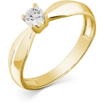 Кольцо с 1 бриллиантом из жёлтого золота (арт. 2166979)