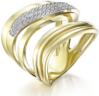 Кольцо с 45 бриллиантами из жёлтого золота (арт. 2168581)