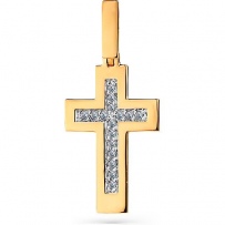 Крестик с 16 бриллиантами из красного золота (арт. 2168937)
