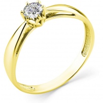Кольцо с 1 бриллиантом из жёлтого золота (арт. 2169505)