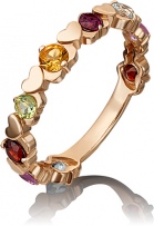 Кольцо с россыпью цветных камней из красного золота (арт. 2213837)