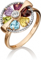 Кольцо с россыпью цветных камней из красного золота (арт. 2213877)