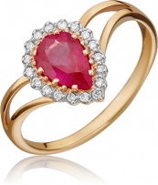 Кольцо с рубином и бриллиантами из красного золота (арт. 2219983)