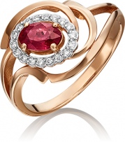 Кольцо с рубином и бриллиантами из красного золота (арт. 2219988)