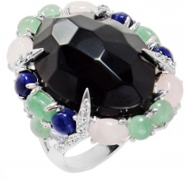 Кольцо с россыпью цветных камней из серебра (арт. 2391930)