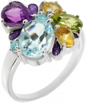 Кольцо с россыпью цветных камней из серебра (арт. 2392463)