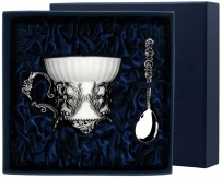 Набор чашка чайная "Симфония"+ ложка из серебра (арт. 2400460)