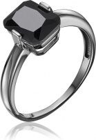 Кольцо с 1 фианитом из чернёного серебра (арт. 2430827)