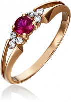 Кольцо с рубином и бриллиантами из красного золота (арт. 2440031)