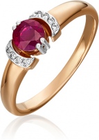 Кольцо с рубином и бриллиантами из красного золота (арт. 2441565)