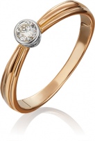 Кольцо с 1 бриллиантом из комбинированного золота (арт. 2441897)