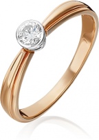 Кольцо с 1 бриллиантом из комбинированного золота (арт. 2441899)