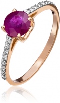 Кольцо с рубином и бриллиантами из красного золота (арт. 2442083)