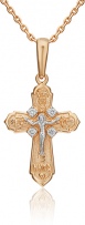 Крестик с бриллиантами из комбинированного золота (арт. 2443774)