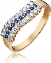 Кольцо с бриллиантами и сапфирами из красного золота (арт. 2444270)
