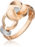 Кольцо с 3 бриллиантами из комбинированного золота (арт. 2445907)