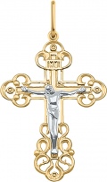 Крестик из комбинированного золота (арт. 2472155)