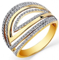 Кольцо с 129 бриллиантами из жёлтого золота (арт. 2501444)