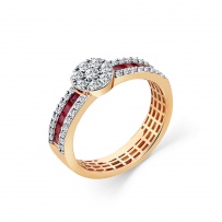 Кольцо с рубинами и бриллиантами из красного золота (арт. 2503760)