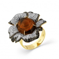 Кольцо с турмалином и бриллиантами из жёлтого золота (арт. 2503968)