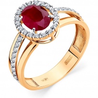 Кольцо с рубином и бриллиантами из красного золота (арт. 2504264)