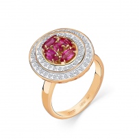 Кольцо с рубинами и бриллиантами из красного золота (арт. 2504514)