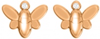 Серьги Бабочки с 2 бриллиантами из красного золота (арт. 2520061)