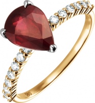 Кольцо с рубином и бриллиантами из жёлтого золота (арт. 2530018)