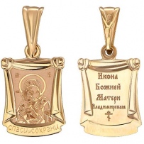 Подвеска-иконка "Владимирская Богородица" из красного золота (арт. 341284)