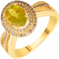 Кольцо с турмалином и бриллиантами из жёлтого золота (арт. 704478)