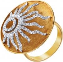 Кольцо Солнце с бриллиантами из желтого золота (арт. 730434)