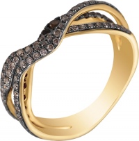 Кольцо с бриллиантами, раухтопазами из желтого золота (арт. 730640)