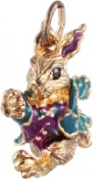 Подвеска Кролик с эмалью и фианитами из серебра с позолотой (арт. 734874)