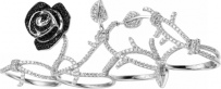 Кольцо Роза на четыре пальца с фианитами из серебра (арт. 736197)