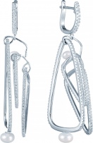 Серьги с жемчугом и фианитами из серебра (арт. 737298)