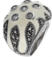 Кольцо с эмалью, марказитами и фианитами из серебра (арт. 742708)