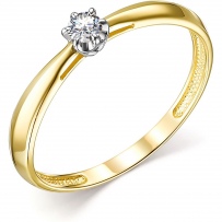 Кольцо с 1 бриллиантом из жёлтого золота (арт. 804447)