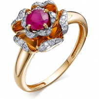 Кольцо с рубином и бриллиантами из красного золота (арт. 806054)