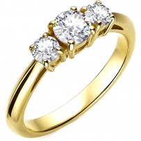 Кольцо с 3 бриллиантами из жёлтого золота 750 пробы (арт. 806495)