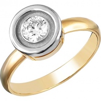 Кольцо с 1 бриллиантом из комбинированного золота 750 пробы (арт. 820555)