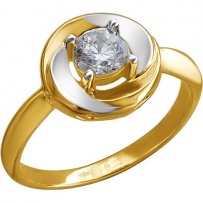 Кольцо с 1 фианитом из жёлтого золота (арт. 823632)