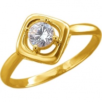 Кольцо с 1 фианитом из жёлтого золота (арт. 825339)