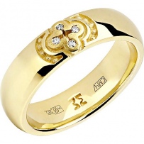 Кольцо с 4 бриллиантами из жёлтого золота (арт. 830535)